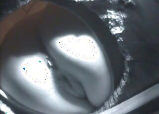 A static camera put in the toilet with hot shitting action