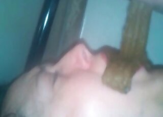 Amateur video of a horny woman eating some warm scat