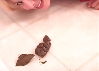 A blonde with big eyes becoming a scat star